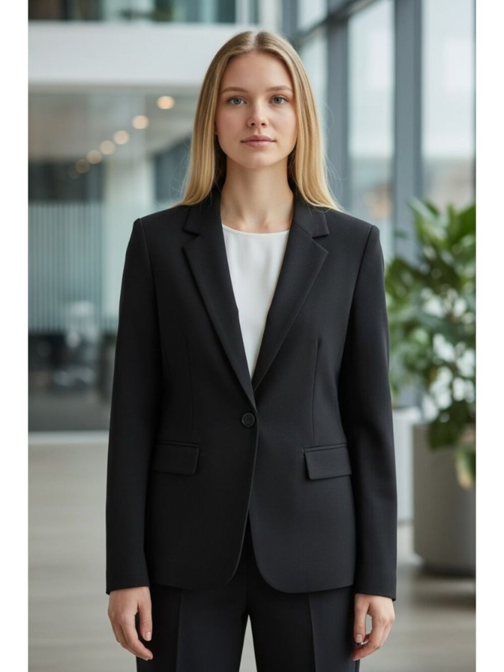 Silence + Noise Womens Sz S Black Longline Blazer Jacket Preppy Academia Classic